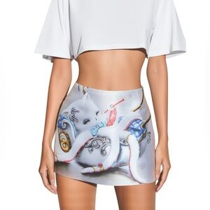 MRZ Italian designer silk blend cat print a line mini skirt XS
